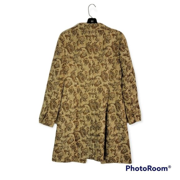 Classiques Entier Womens Tan and Brown Brocade Style Dress Coat sz Small Petite - Picture 2 of 9